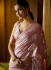 Onion Pink Satin silk foil work wedding saree with blouse 1012B