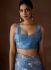 Blue Satin silk foil work wedding saree with blouse 1012C