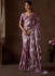 Purple Satin silk foil work wedding saree with blouse 1012D