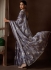 Greyish Purple Satin silk foil work wedding saree with blouse 1012E