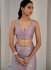 Lavender Satin silk foil work wedding saree with blouse 1021A