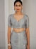 Grey Satin silk foil work wedding saree with blouse 1021B