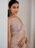 Beige Satin silk foil work wedding saree with blouse 1021C