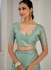 Sea green Satin silk foil work wedding saree with blouse 1021E