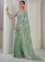 Sea green Satin silk foil work wedding saree with blouse 1021E