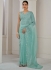 Turquoise Soft Organza handwork wedding saree with blouse 1033B