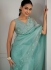 Turquoise Soft Organza handwork wedding saree with blouse 1033B