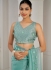 Turquoise Soft Organza handwork wedding saree with blouse 1033B
