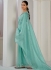 Turquoise Soft Organza handwork wedding saree with blouse 1033B
