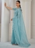 Sea blue Soft Organza handwork wedding saree with blouse 1033C