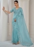 Sea blue Soft Organza handwork wedding saree with blouse 1033C