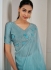 Sea blue Soft Organza handwork wedding saree with blouse 1033C
