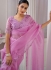 Mauve Pink Soft Organza handwork wedding saree with blouse 1033D
