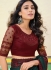 Green and red Shimmer georgette sequins embroidered wedding saree with blouse 1003