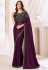 Purple satin chiffon sequins embroidered wedding saree with blouse 1309A