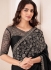 Black satin chiffon sequins embroidered wedding saree with blouse 1309C