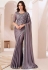 Purple satin chiffon sequins embroidered wedding saree with blouse 1307A