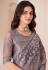 Purple satin chiffon sequins embroidered wedding saree with blouse 1307A