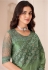 Green satin chiffon sequins embroidered wedding saree with blouse 1307C