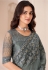 Grey satin chiffon sequins embroidered wedding saree with blouse 1307D