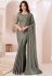 Dusty green satin chiffon sequins embroidered wedding saree with blouse 1307F