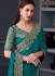 Teal green silk chiffon sequins embroidered wedding saree with blouse 30002
