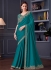 Teal green silk chiffon sequins embroidered wedding saree with blouse 30002