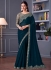 Teal blue silk chiffon sequins embroidered wedding saree with blouse 30005