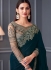 Teal blue silk chiffon sequins embroidered wedding saree with blouse 30005
