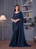 Navy blue glitter silk sequins embroidered wedding saree with blouse 30008
