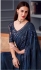 Navy blue glitter silk sequins embroidered wedding saree with blouse 30008