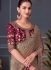 Rusty brown double tone silk sequins embroidered wedding saree with blouse 30011