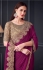 Magenta satin chiffon sequins embroidered wedding saree with blouse 30012