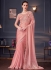 Peach silk chiffon sequins embroidered wedding saree with blouse 30016