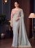 Powder blue satin georgette sequins embroidered wedding saree with blouse 30017