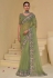 Pista green banarasi tuscany  embroidered wedding saree with blouse 7507