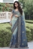 Shaded grey tissue silk embroidered wedding saree with blouse 8404