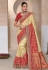 Yellow and red kanjivaram silk embroidered patola wedding saree with blouse 11004A