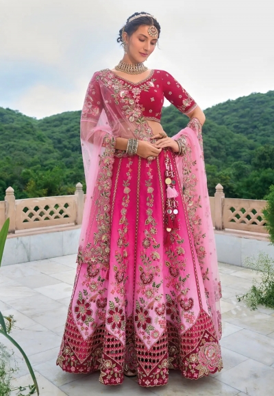 Magenta silk circular lehenga choli 7110