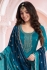 Vichitra silk embroidered palazzo suit in Peacock blue colour 69454