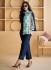Indo western silk ready to wear coord set in Blue colour 5564