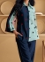 Indo western silk ready to wear coord set in Blue colour 5564