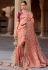 Peach silk saree with blouse 1005