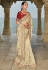 Cream banarasi saree 7701