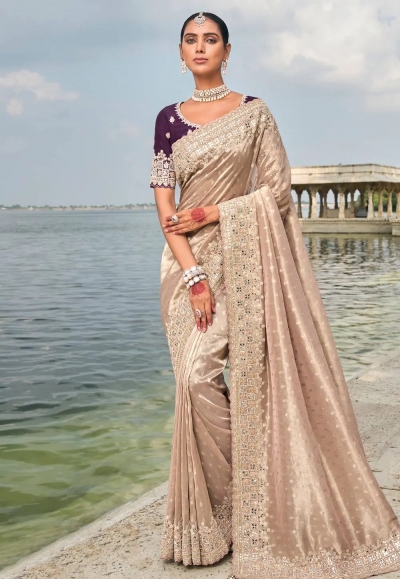 Beige kanjivaram silk saree 7706
