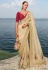 Cream crepe jacquard saree with blouse 7707