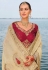 Cream crepe jacquard saree with blouse 7707
