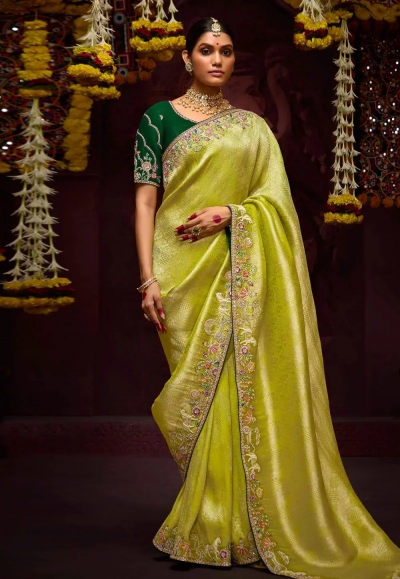 Light green banarasi saree with blouse 346