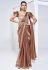Brown satin silk plain saree with designer blouse 24907