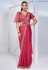 Pink satin silk plain saree with designer blouse 24910